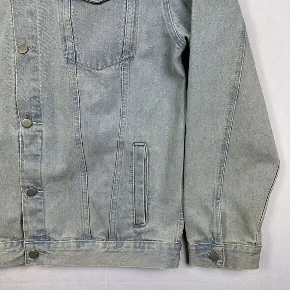 Pance News Denim Trucker Jacket Womens 3XL Light Blue Embroidered Elephant Rare - Picture 3 of 12